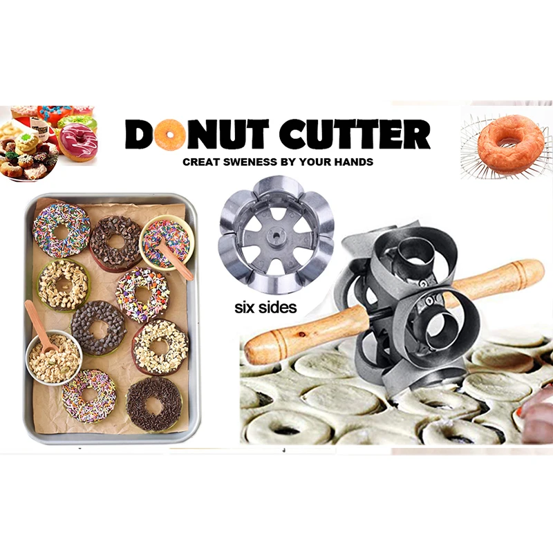 Rotatable Metal Revolving Donut Cutter Maker Cake Mold Cutting Yeast Donuts DIY Pastry Dough Baking Roller Kitchen Baking Tools