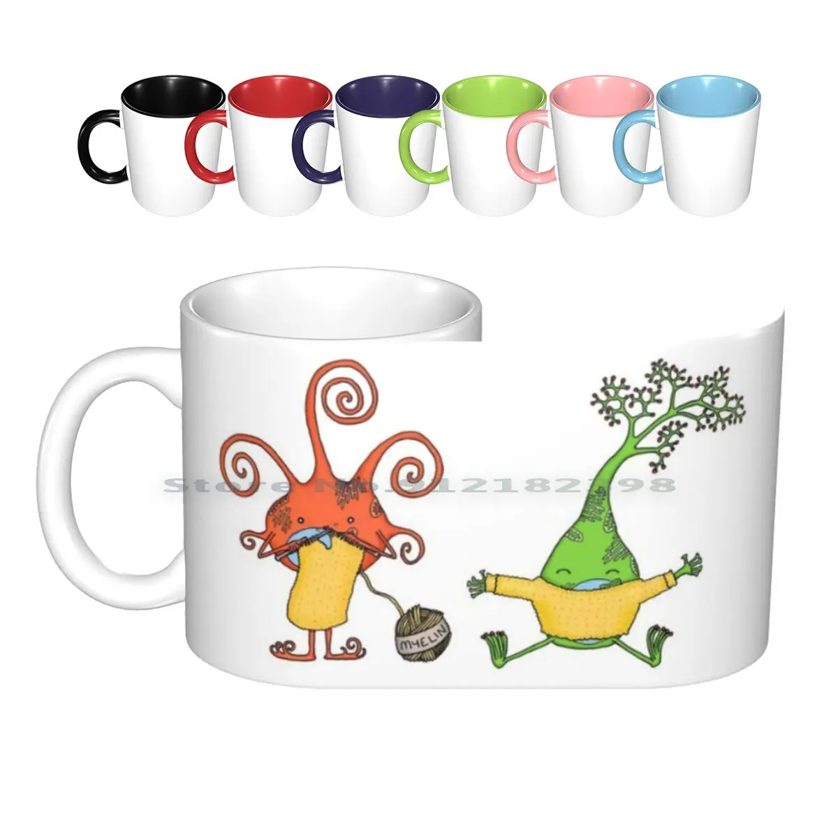 Oligodendrocytes Myelinate! Ceramic Mugs Coffee Cups Milk Tea Mug Science Neuroscience Brain Cell Cell Cells Biology Sciart