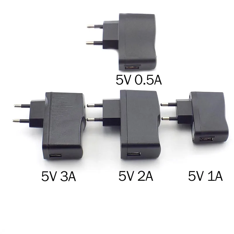 AC to DC USB Charger 5V 0.5A 1A 2A 3A Wall Charging EU/US plug Universal Power Adapter Supply 100V-240V Output