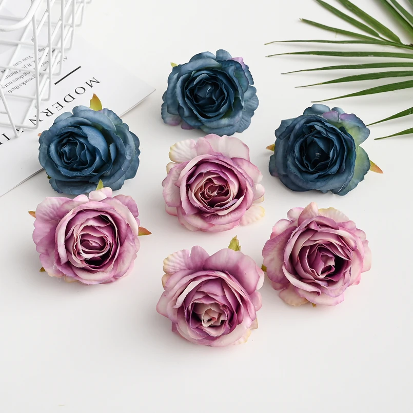 20/40pcs Artificial Flowers Cheap Silk Rose Head Home Room Wedding Decora Christmas DIY Gift Scrapbook Craft Supplies Fake Plant