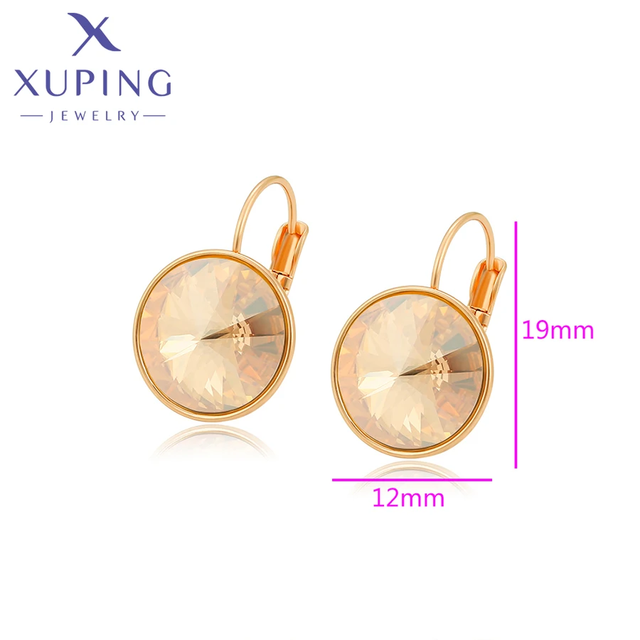 Xuping Jewelry Серьги Elegant 12mm Round Stone Women Girls Hook Crystal Earring Exquisite Gift Party A00622051