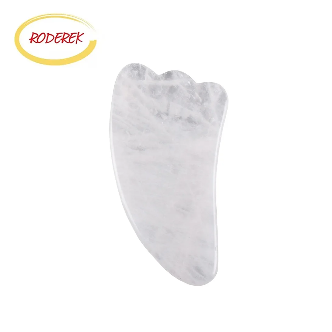 

White Transparent Clear Quartz Jade Massager, Stone Gua Sha Tool for Body Health