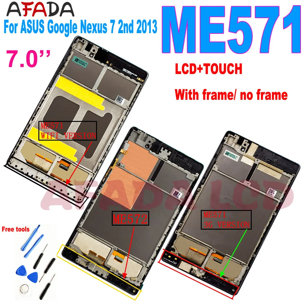 

7 inch For Google Nexus 7 2nd 2013 ME571 ME572 LCD Display Touch Screen Assembly Replacement ME571 LCD