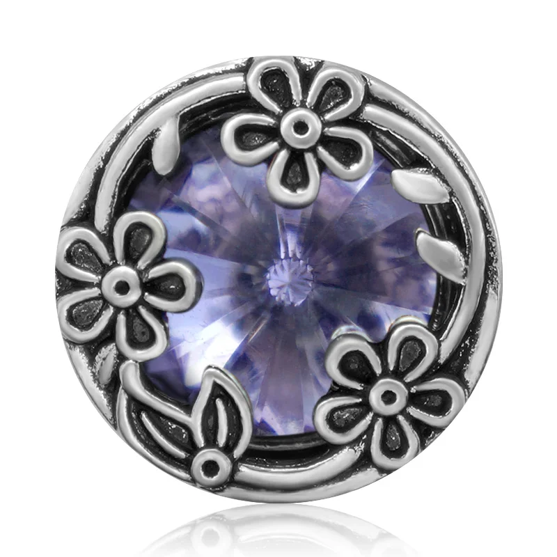 KZ3411 Beauty Hollow rhinestone Colorful flowers 18MM snap buttons fit 18mm snap bracelet snap jewelry wholesale Gift