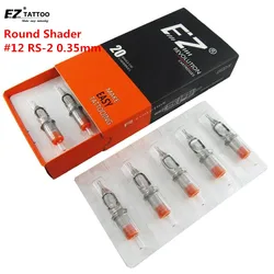 EZ Revolution Tattoo Needles Cartridge Round Shaders #12 0.35mm Medium Taper for Cartridge Machine and Grips 20 pcs /box