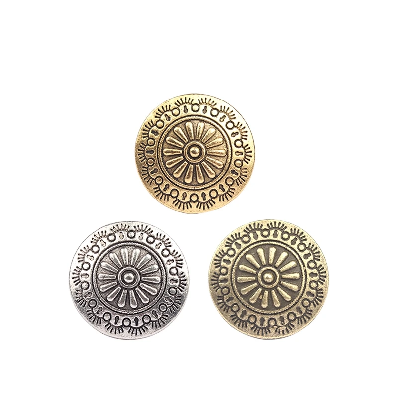 3pcs/lot 30MM Retro Zinc Alloy Round  Bronze  Daisy CONCHO Decorative Buttons Charms Pendants For DIY Accessories