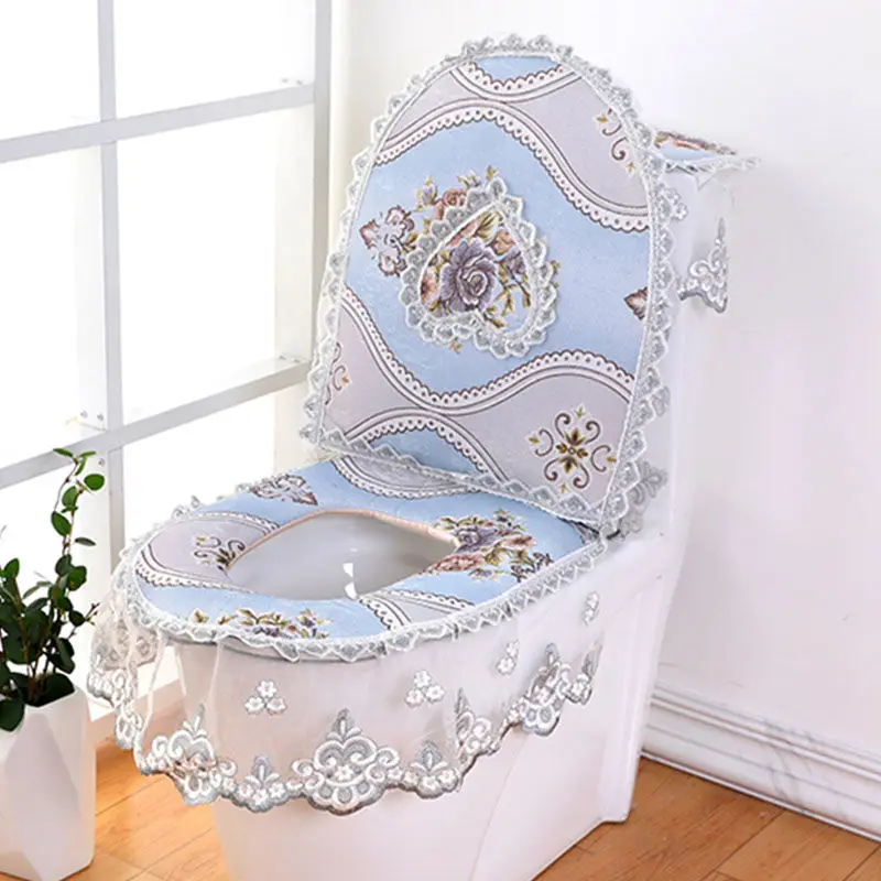 Toilet Pad 3 Pcs/Set Cushion Household Toilet Seat Cover Toilet Toilet Mat Cover Lace Toilet Set for Winter