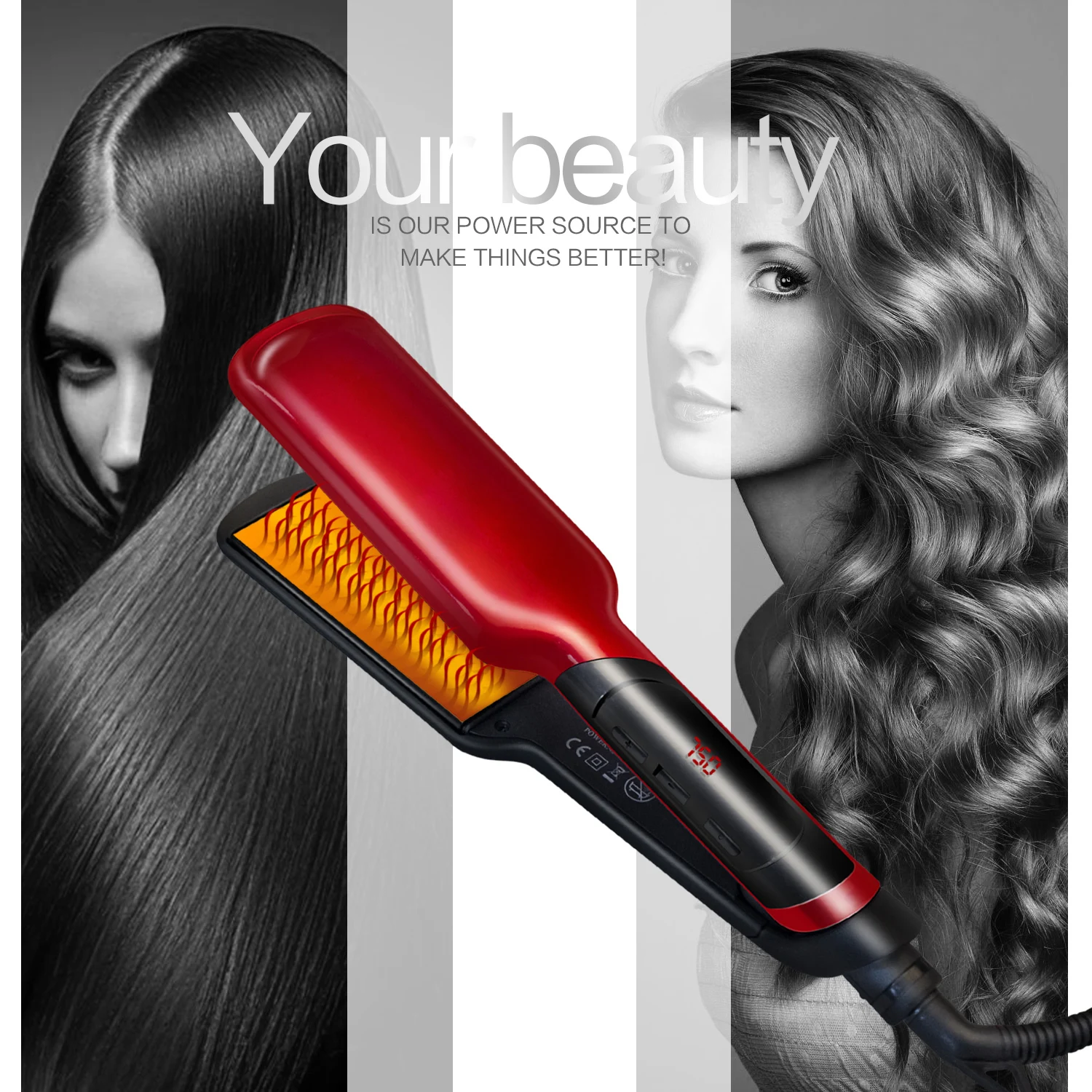 Hair Iron Ceramic Flat Iron Hair Tongs Plank Hair Straightener & Curling Iron Professional Styling Tool LCD Hair Straightener