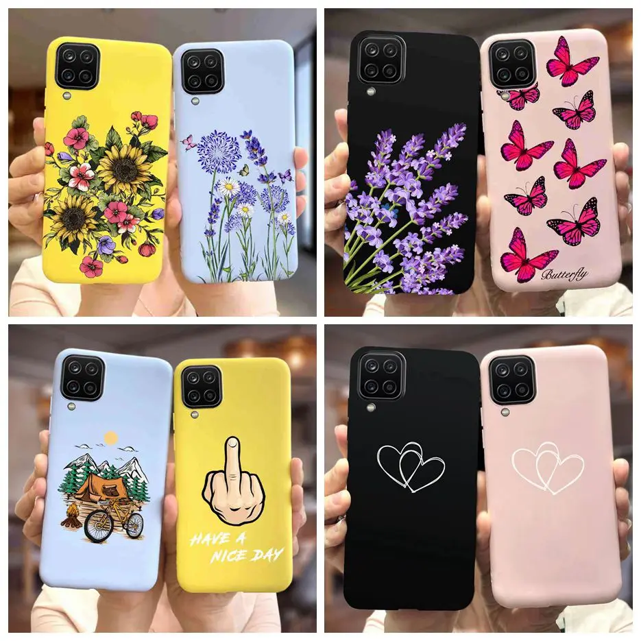 For Samsung Galaxy A12 A22 A42 5G Case Cute Flower Cartoon Back Cover Phone Case For Samsung A22 Galaxy A12 A 22 42 Fundas Coque