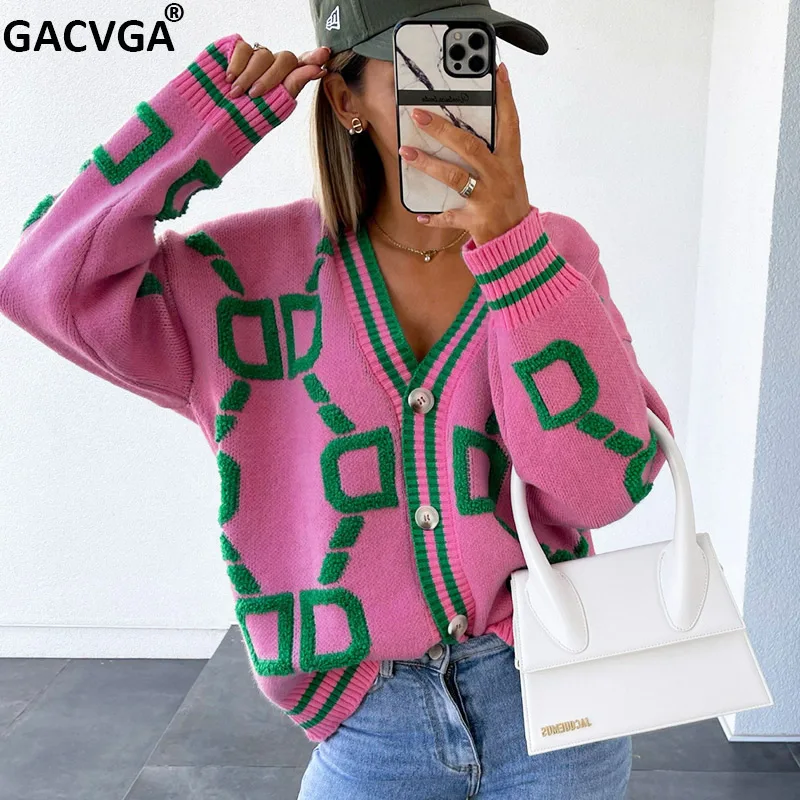 GACVGA Autumn Winter Knitted Button Loose Cardigan Sweater Women Long Sleeve Top Oversized Sweaters Warm Sueters Coat Streetwear