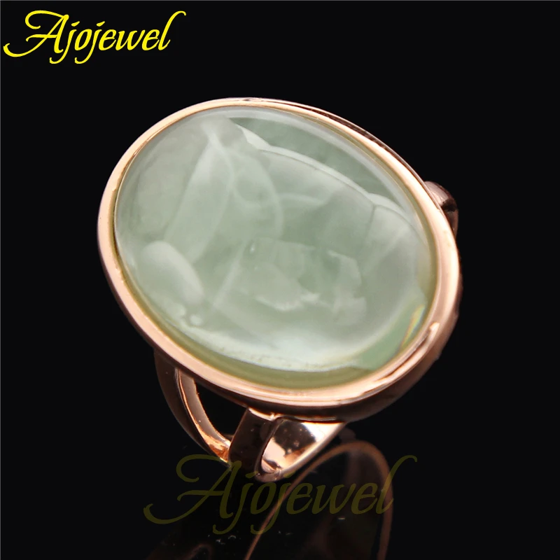 Ajojewel Light Green Stone Rings Elegant Fashion Women Finger Ring Wholesale