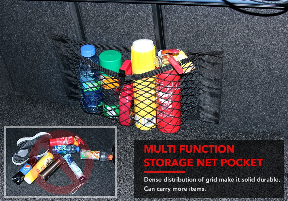 Car Back  Trunk Seat Elastic String Net Magic Sticker Mesh Storage Bag Pocket Cage Auto Organizer Seat Back Bag 40*25cm