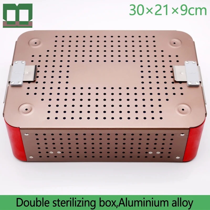 Double sterilizing box coffee color electroplate large space aluminium alloy rhinoplasty sterilizer surgical operating instrumen