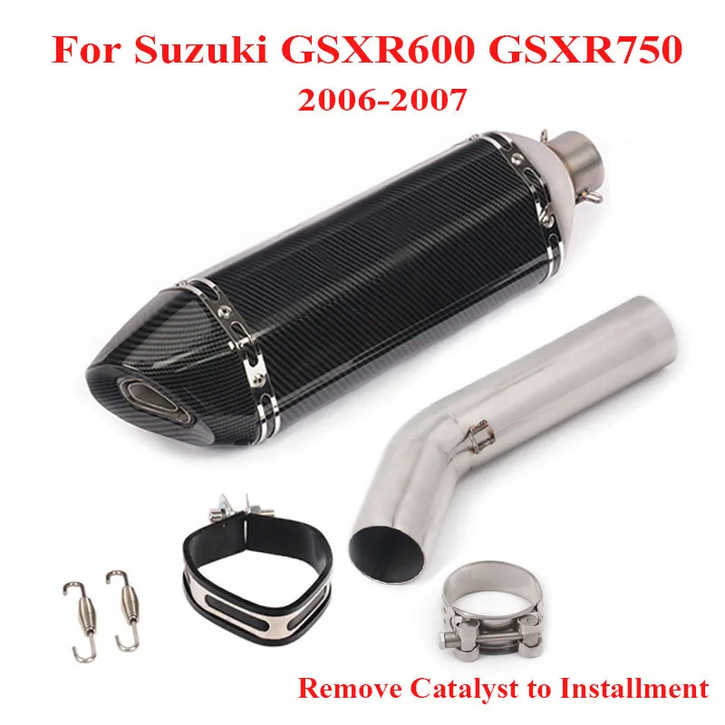 

Motorcycle Exhaust System Muffler Escape Silencer Tip Middle Mid Link Pipe Slip on Pipe for Suzuki GSXR600 GSXR750 2006 2007