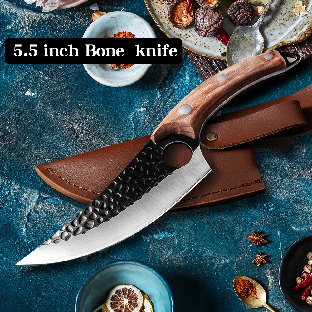 

Boning Knife Fishing Knife Handmade Stainless Steel Kitchen Meat Cleaver Outdoor Cooking Cutter Butcher Knife Cover Sheath Tool