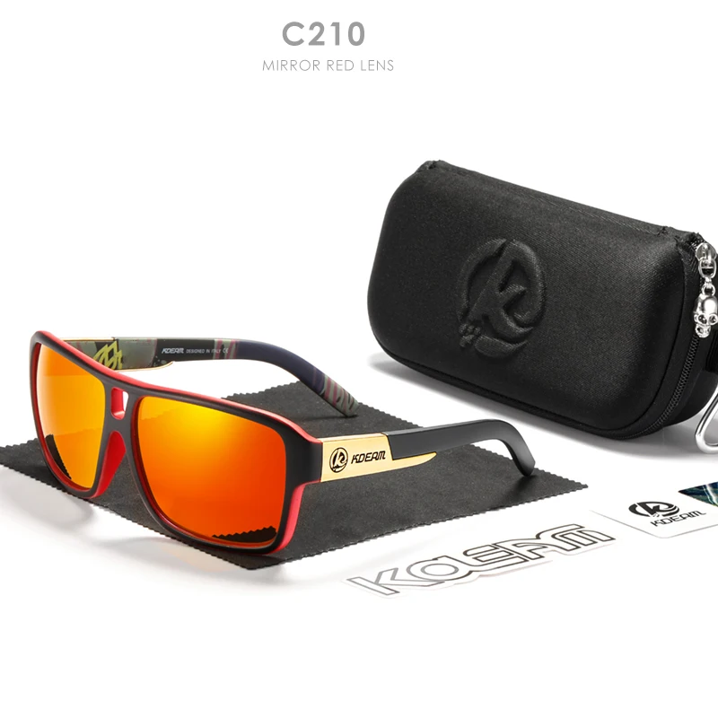 KDEAM Jam Lifestyle Herren-Sonnenbrille, polarisiert, quadratisch, übergroß, Blitzspiegel, Sonnenbrille, Hartbox im Lieferumfang enthalten – Detail 14