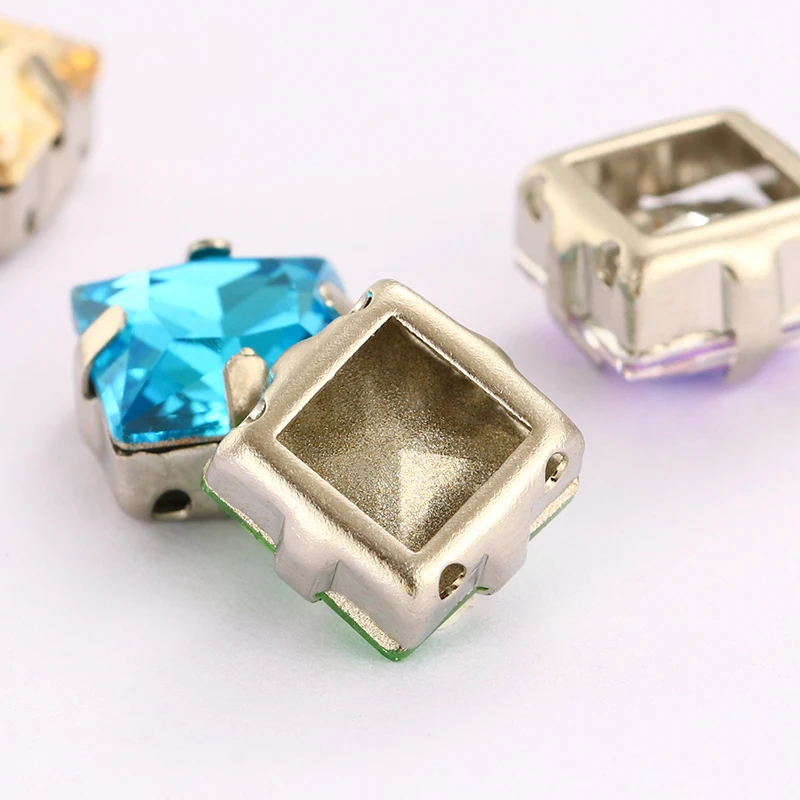 Astrobox Square With Claw Rhinestone Loose Beads Glass Crystal Rhinestone Used For Manual DIY Jewelry Making  Accessories