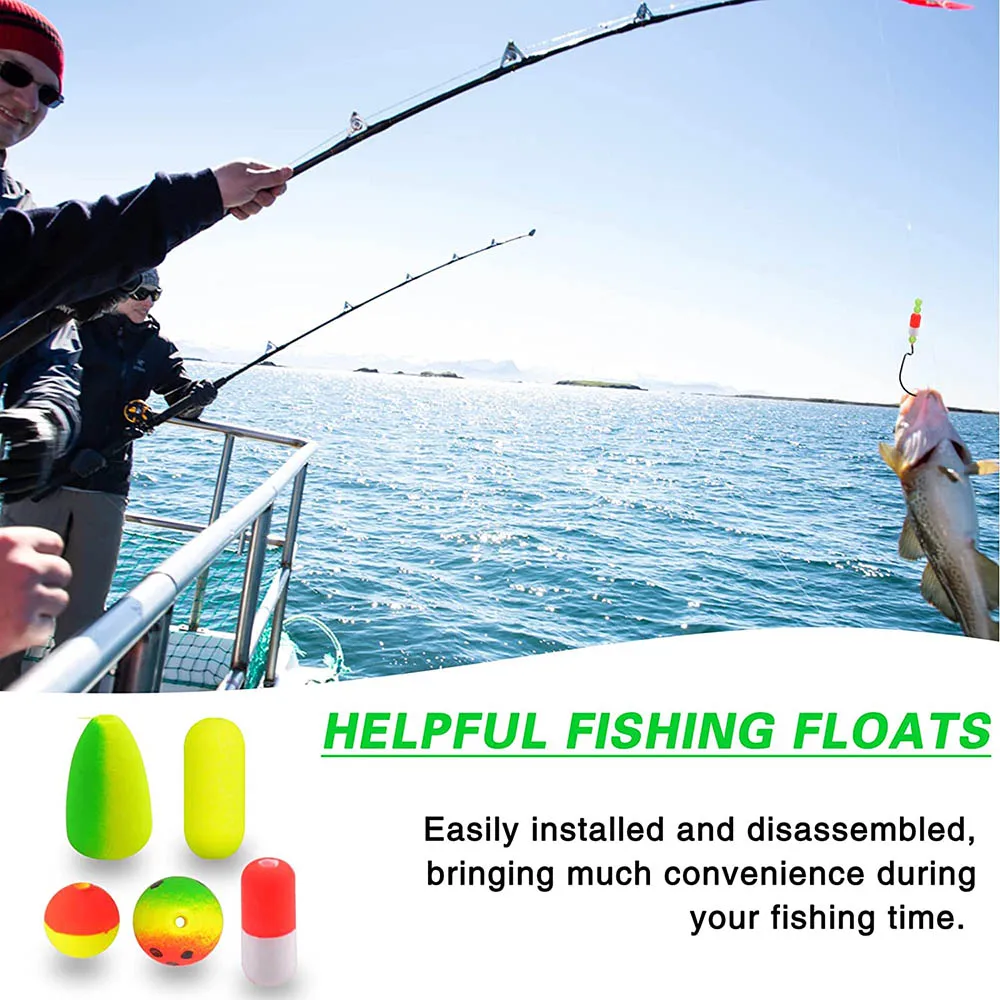50Pcs Fishing Rig Floats Foam Pompano Fishing Bobbers Rigs Snell Floats Fishing Buoy Tackle Accessories Making Kit