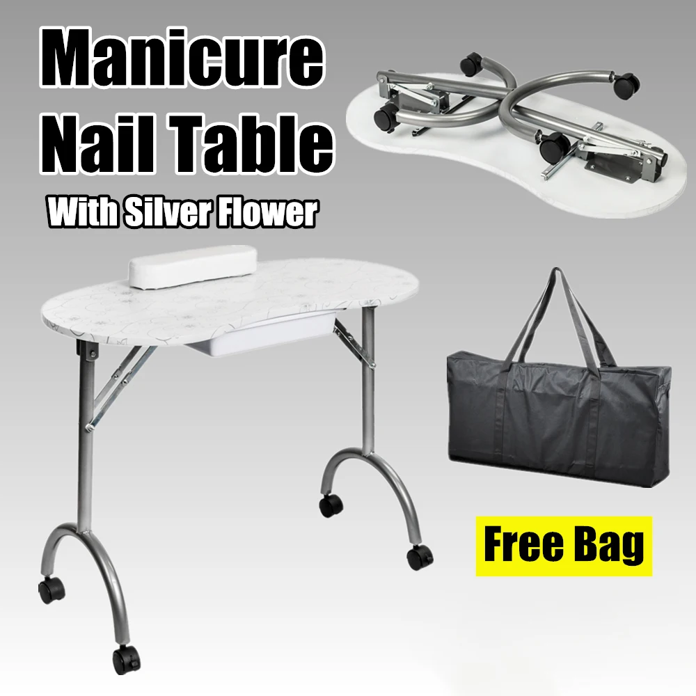 Foldable Professional Nail Desk Hand Stand for Nails Art Manicurist Tattoo Salon Station Furniture with Storage Manicure Table