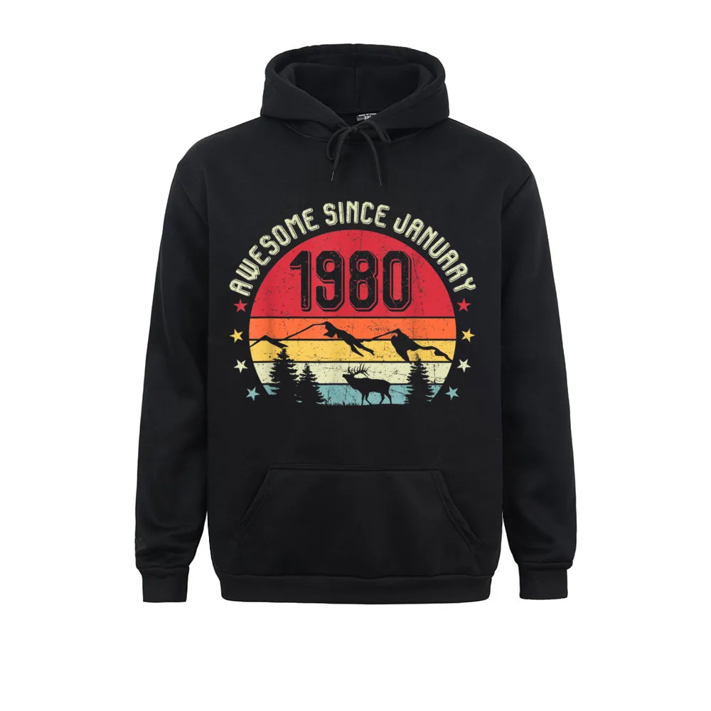 

Awesome Since January 1980 Birthday Vintage Design Autumn Women Men Hoodies Hoods 2021 New Fashion Long Sleeve Sweatshirts