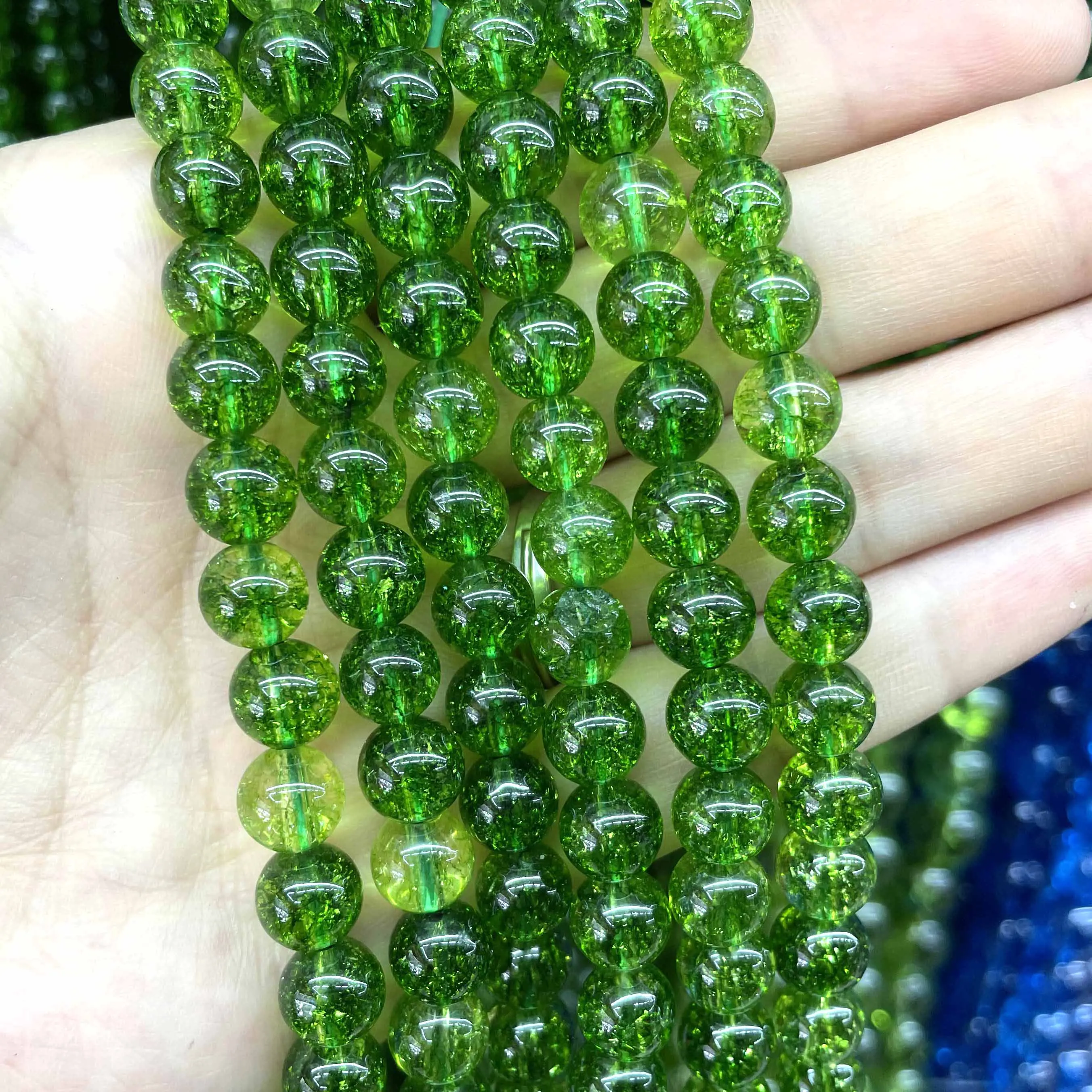 Wholesale Natural Green Peridot Crystal Quartz Stone Round Loose Beads 4 6 8 10 MM Pick Size Diy Bracelet For Jewelry Making