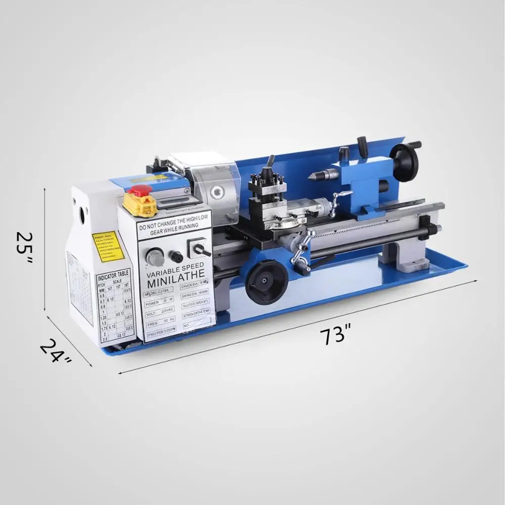 CJ18A 7x14 Mini Lathe Metal Lathe Blue Accessory Package DC Motor Bench Top Variable Speed