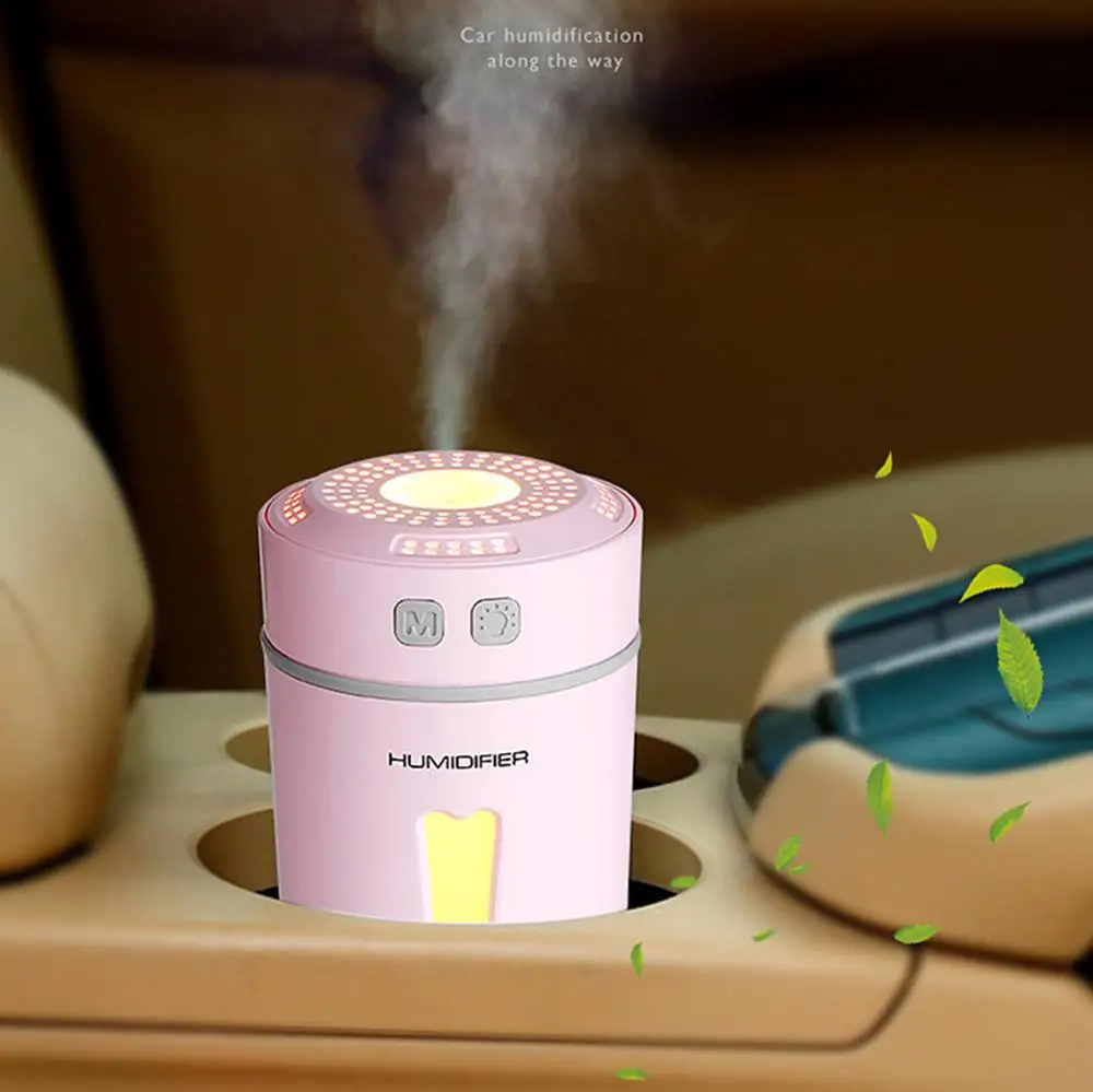 Mini Air Humidifier Essential Oil Diffuser Led Night Light Usb Happy Cup Humidifiers Aroma Car Diffuser 260ml