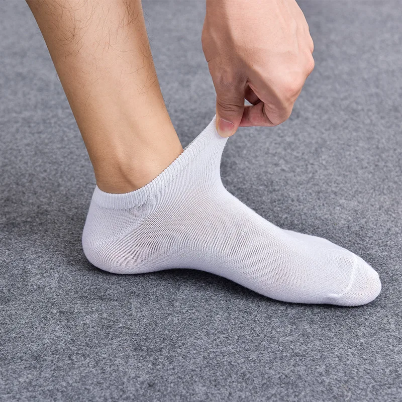 10 Pairs/Lot 100% Cotton Men Plus Size Boat Socks Summer Thin White Deodorant Sport Short Socks For Students Gift Size 43-48