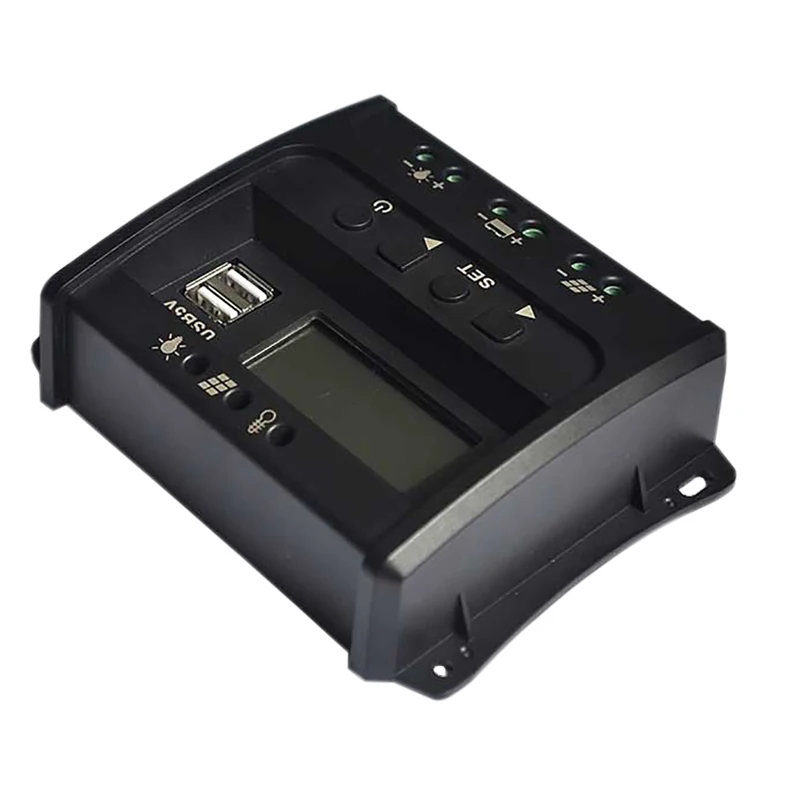 Controlador de carga e descarga solar pwm 12v 24v 10a, controlador de carga solar com usb e display lcd