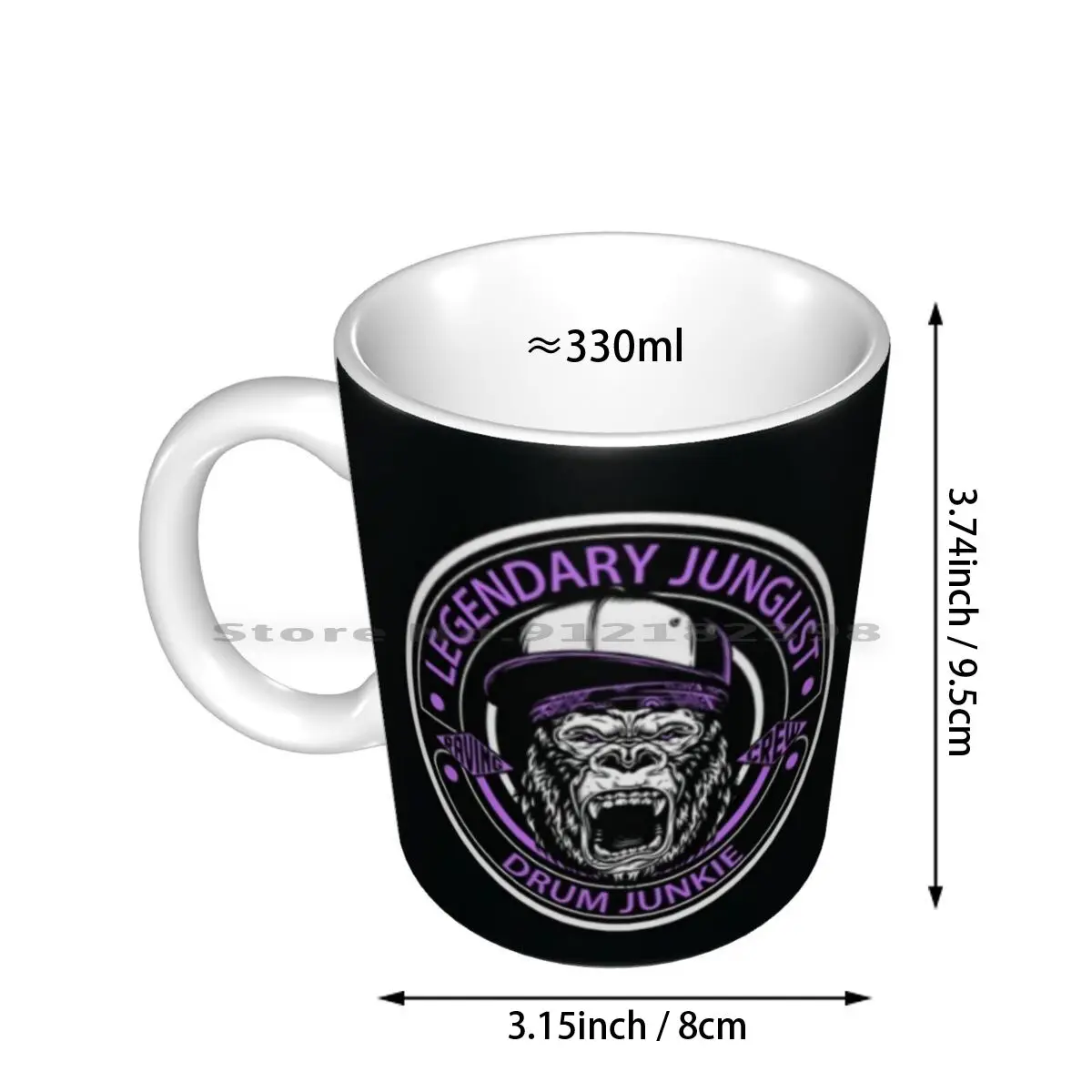 Drum Junkie-Purple Gorilla-Legendary Junglist Ceramic Mugs Coffee Cups Milk Tea Mug Gorilla Bandanna Baseball Cap Cap Legend