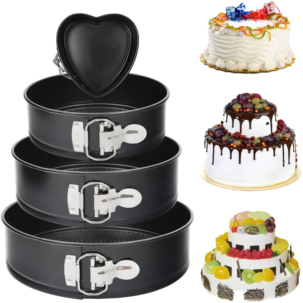 

Removable Bottom Carbon Steel Bake Mould Heart Round Cake Pan Metal Bakeware Cakes Molds Mousse Tools