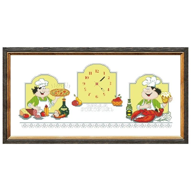 Cooking time cross embroidery kit chef pattern design 18ct 14ct 11ct unprint canvas Cross-stitch DIY needlework