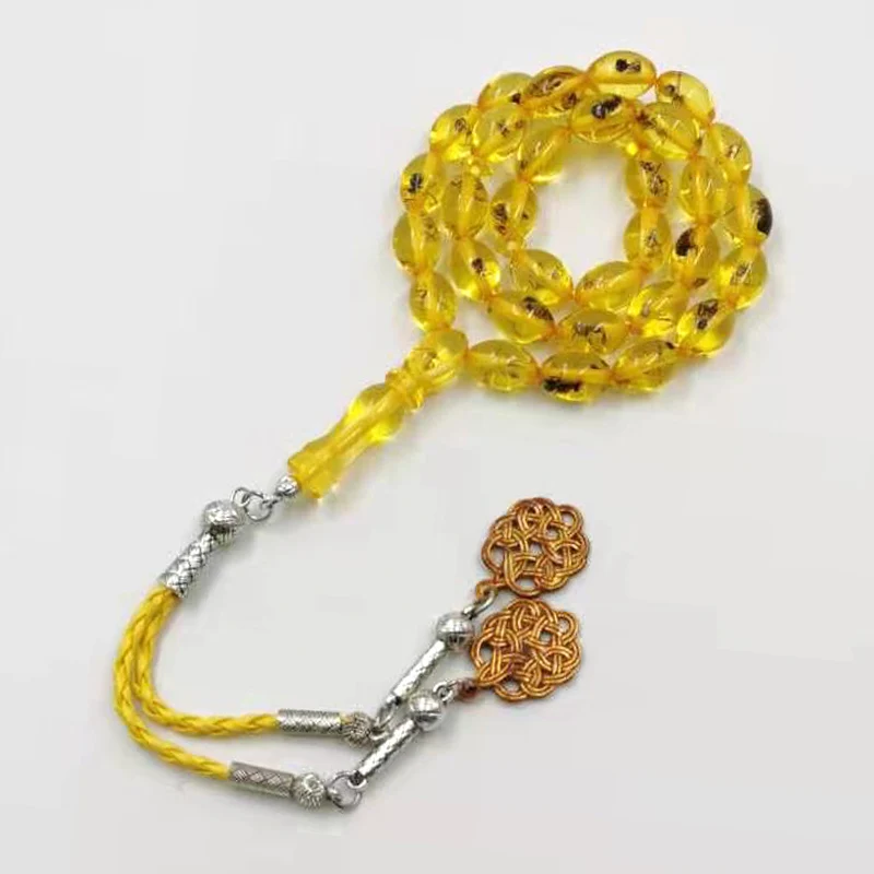 Giallo Reale Insetto Tasbih Islam Branelli di Preghiera Del Rosario Musulmano Bracciale D\'oro Eid Regalo 33 Uomo Misbaha Insetto Turchia Gioelleria