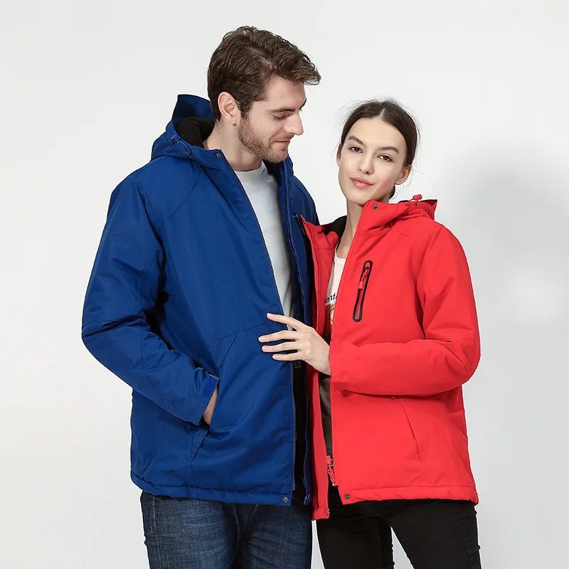 Electric Heated Jackets Vest Down Cotton Outdoor Coat Couple USB Waterproof hiking jackets Hooded Winter Thermal heating jacket