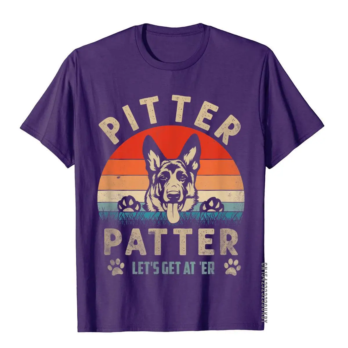 Pitter TShirt Patter German Shepherd Dog Funny Vintage Retro T-Shirt England Style Top T-Shirts Cotton Male Tops Shirt Camisa