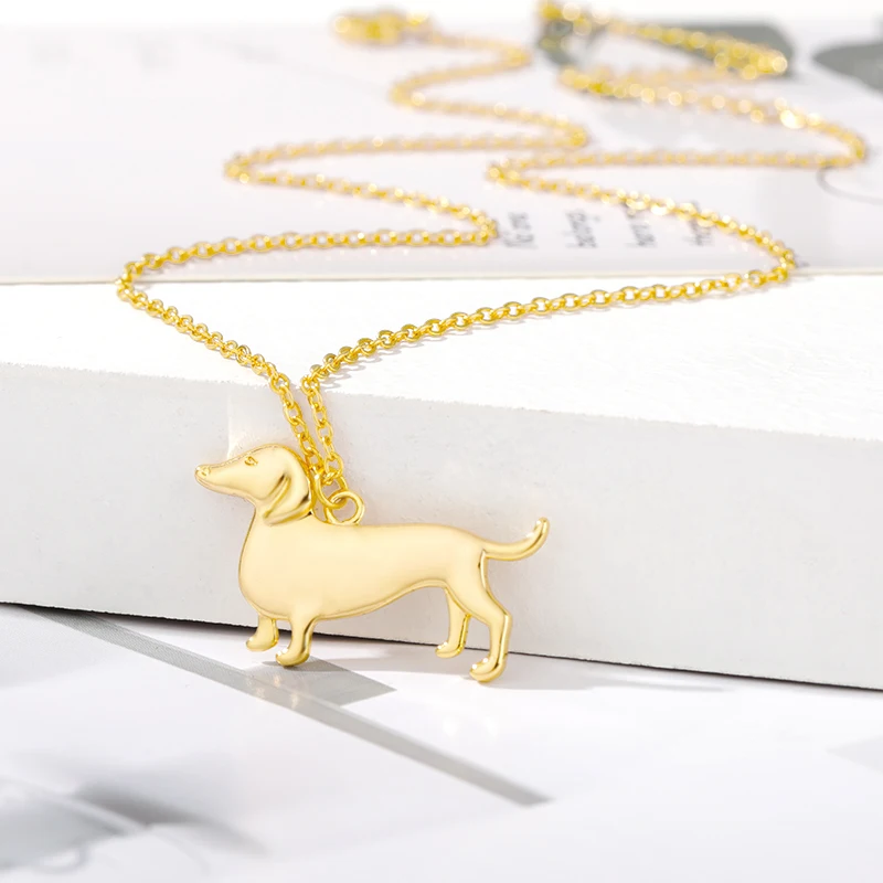 Dachshund Necklace For Women Stainless Steel Sausage Dog Shape Pendant Gold Color Animal Dog Chain Necklace Aesthetic Jewerly