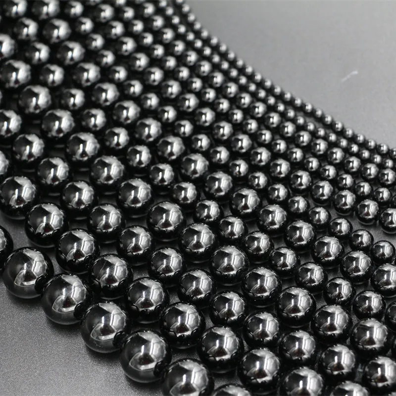 1 strand natural 5A 6mm-16mm  black tourmaline round loose beads gem stone for jewelry making