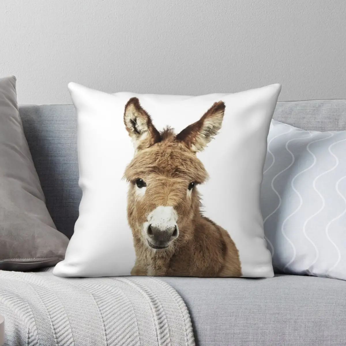 

Donkey Portrait Square Pillowcase Polyester Linen Velvet Printed Zip Decor Throw Pillow Case Sofa Cushion Cover 45x45