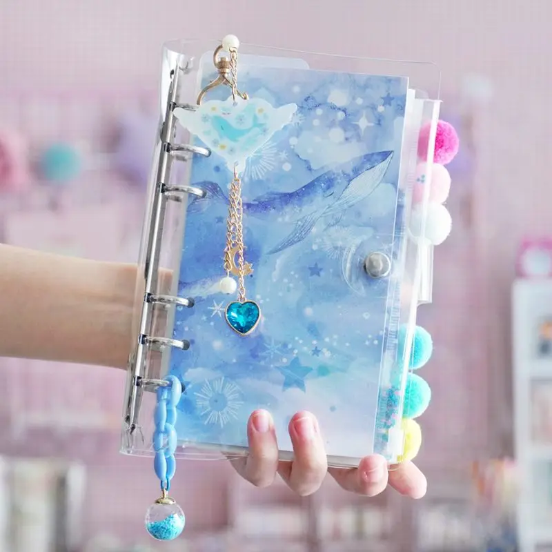 A6 Spiral Notebook Kawaii Ocean Planner Notebook Cherry Bullet Diary Notebook Planner Organizer Square Binder Small Clear Diary