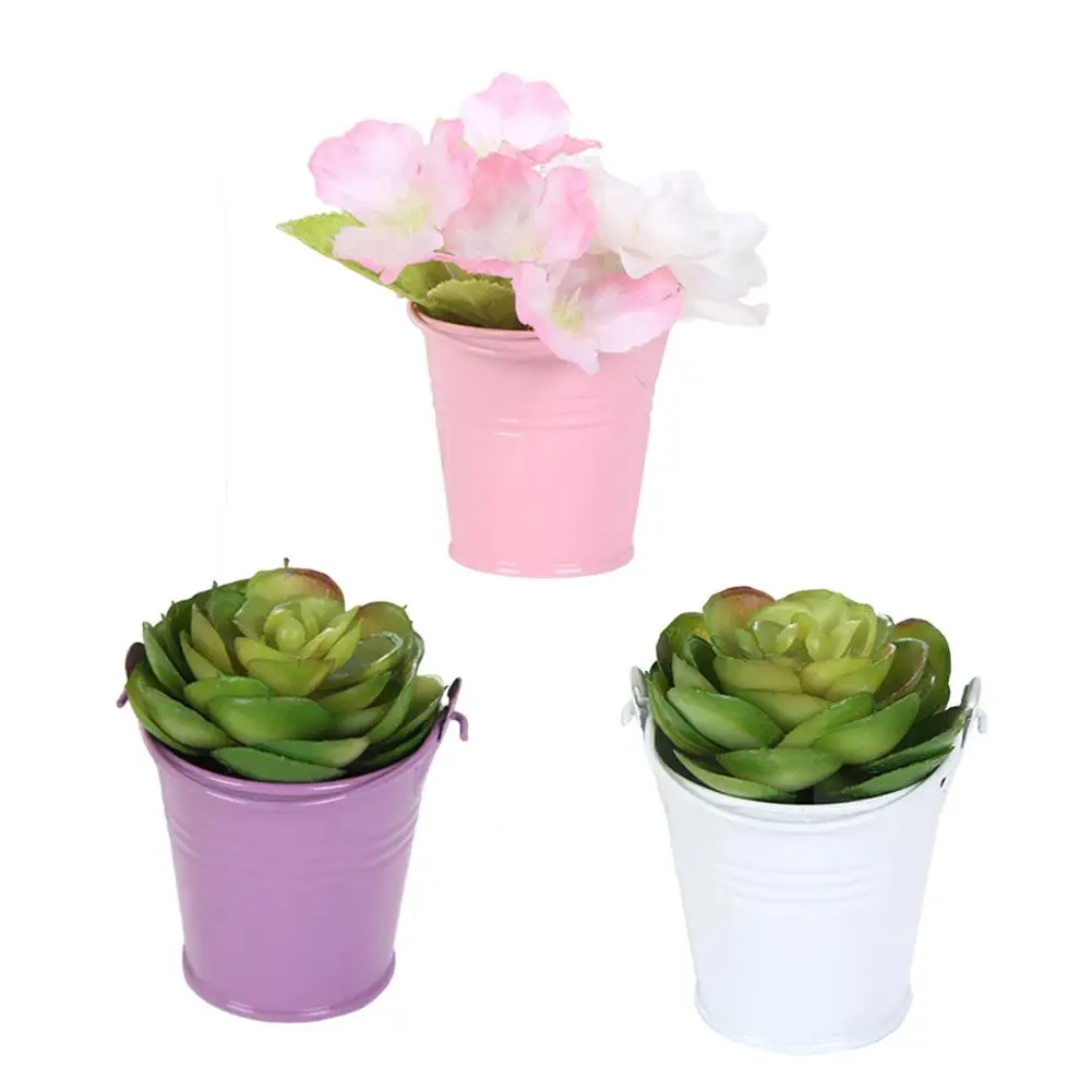 Mini cubo de Color sólido para fiesta de boda, recuerdos de dulces, decoración de jardín, cubo de lata para bonsái, decoración del hogar y el Hotel