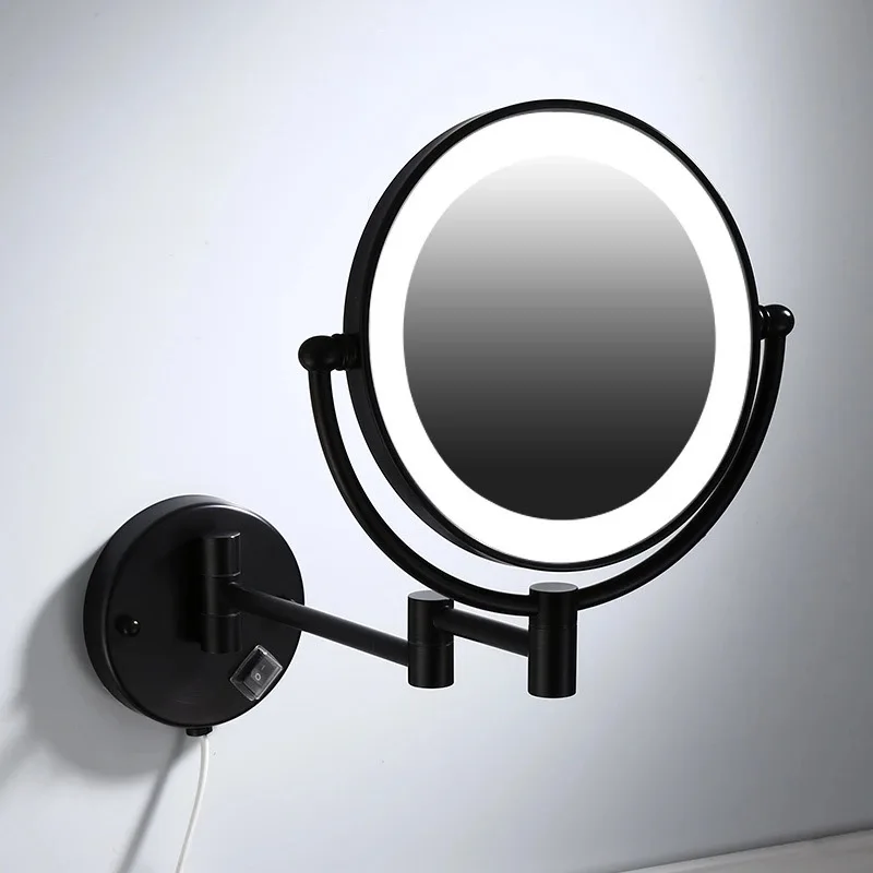 Imagem -04 - Dobrável Wall Mounted Double Side Led Light Mirror Espelho de Maquiagem Latão Preto Ampliação Bath Mirrors 3x 5x 10x Ampliação