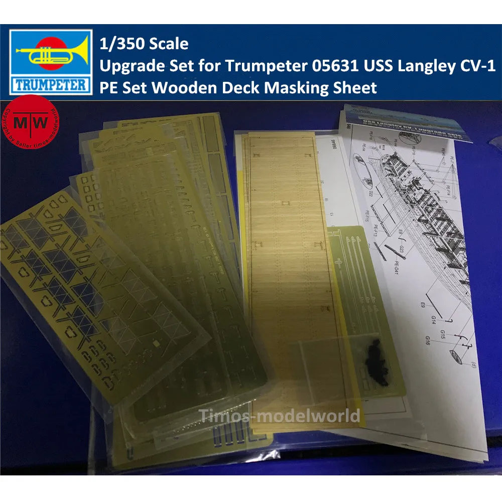 Trumpeter 06646 1/350 Scale PE Wooden Deck Masking Sheet Upgrade Set for Trumpeter 05631 USS Langley CV-1 Model Ship