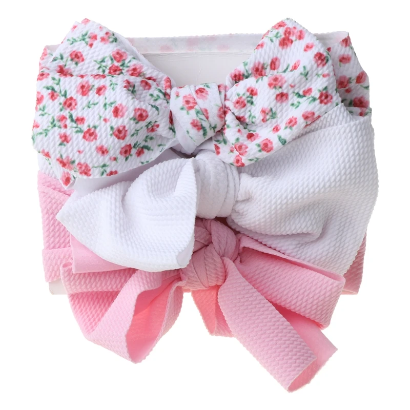 3 Pcs/Set Baby Girls Lovely Bow Hairband Elastic Wide Headband Stretch Knot Band 97BC