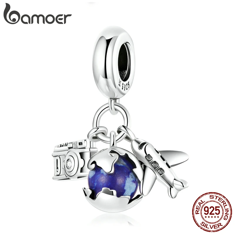 

Bamoer Genuine 925 Sterling Silver Travel Round the World-Mini Camera Pendant Fit for Bracelet or Bangle Plane Charms Jewelry