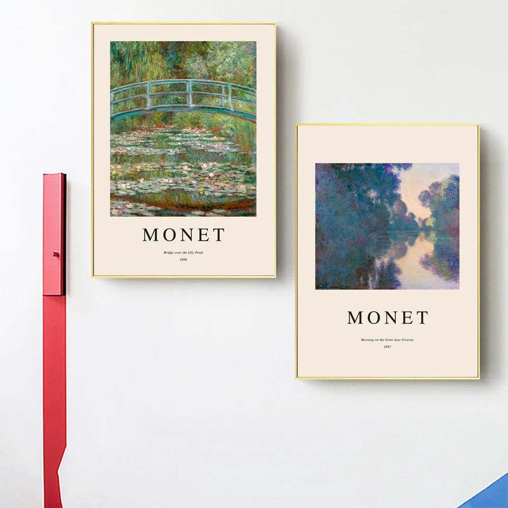 Water Lily Pond Poster Morning On The Seine Canvas Painting Landscape Art Print Monet Wall Picture For Living Room Home Decor