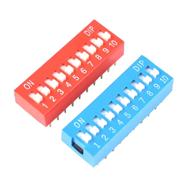 10PCS Slide Type Switch Module 1 2 3 4 5 6 7 8 10 12PIN 2.54mm Position Way DIP Pitch Toggle Switch Blue/Red Snap Dial Switch