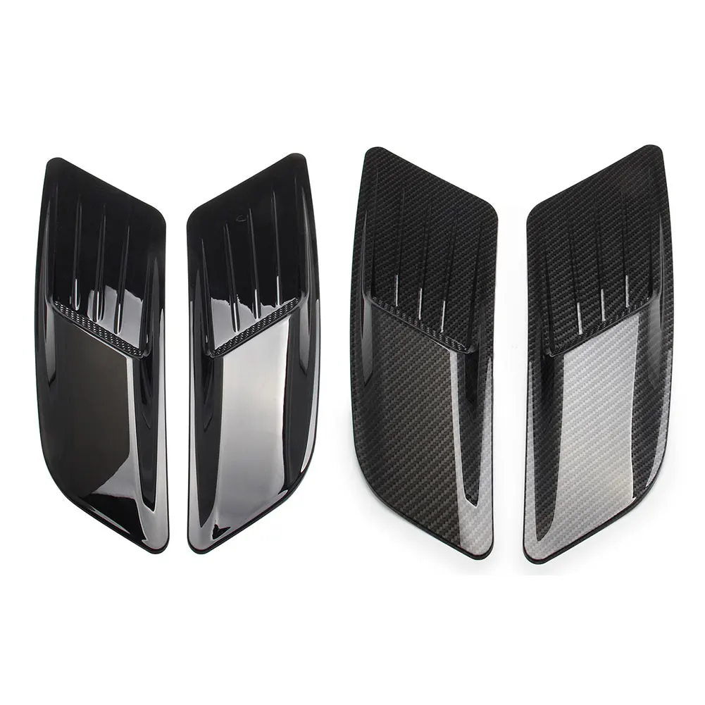 2Pcs Air Vent Outlet Cover Glossy Black/Carbon Fiber Car Hood Air Flow Intake Scoop for Ford Mustang 2015-2017 Car Accessories