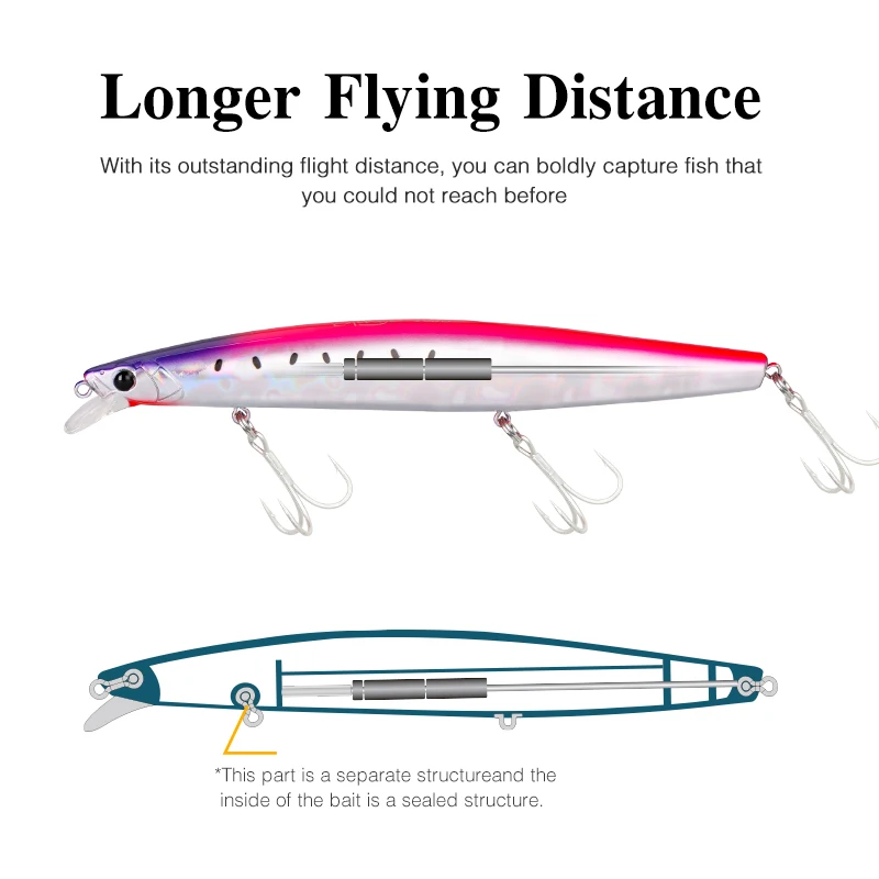TSURINOYA 163S Saltwater Sinking Minnow Sea Fishing Lure Ultra Long Casting STINGER 163mm 34.2g  Weight Large Hard Bait view 4