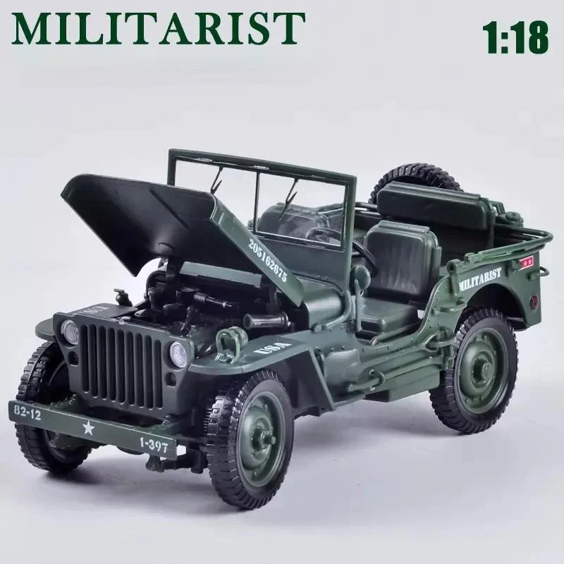 1:18 Tactical Military Model Old World War II Willis GP JEEPS Military Vehicles Alloy Car Model For Kids Toys Gifts