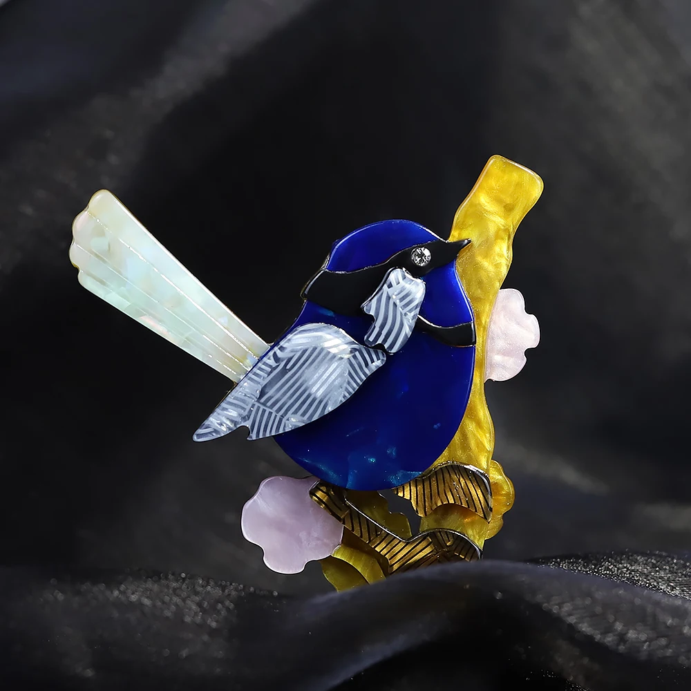 Vivid Multicolor Bird Brooch Pins Quality Handmade Arcylic Ainmal Brooches New Year Designer Jewelry Gift Wholesale
